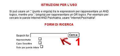 Riproduzione della form di interrogazione del motore interno di ricerca